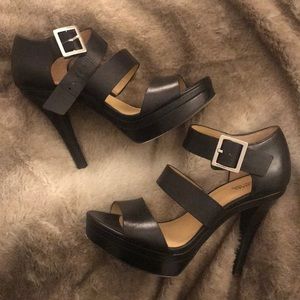 Michael Kors Black Thick Strap Platform Heels